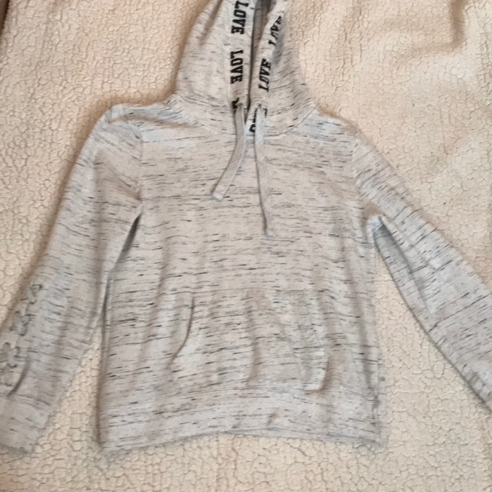 Cremeish White hoodie with black pattern